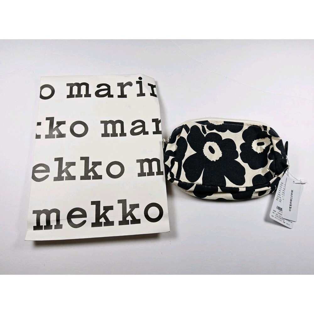 Marimekko Tiise Mini Unikko Small Cosmetic Bag Black Ivory Japan